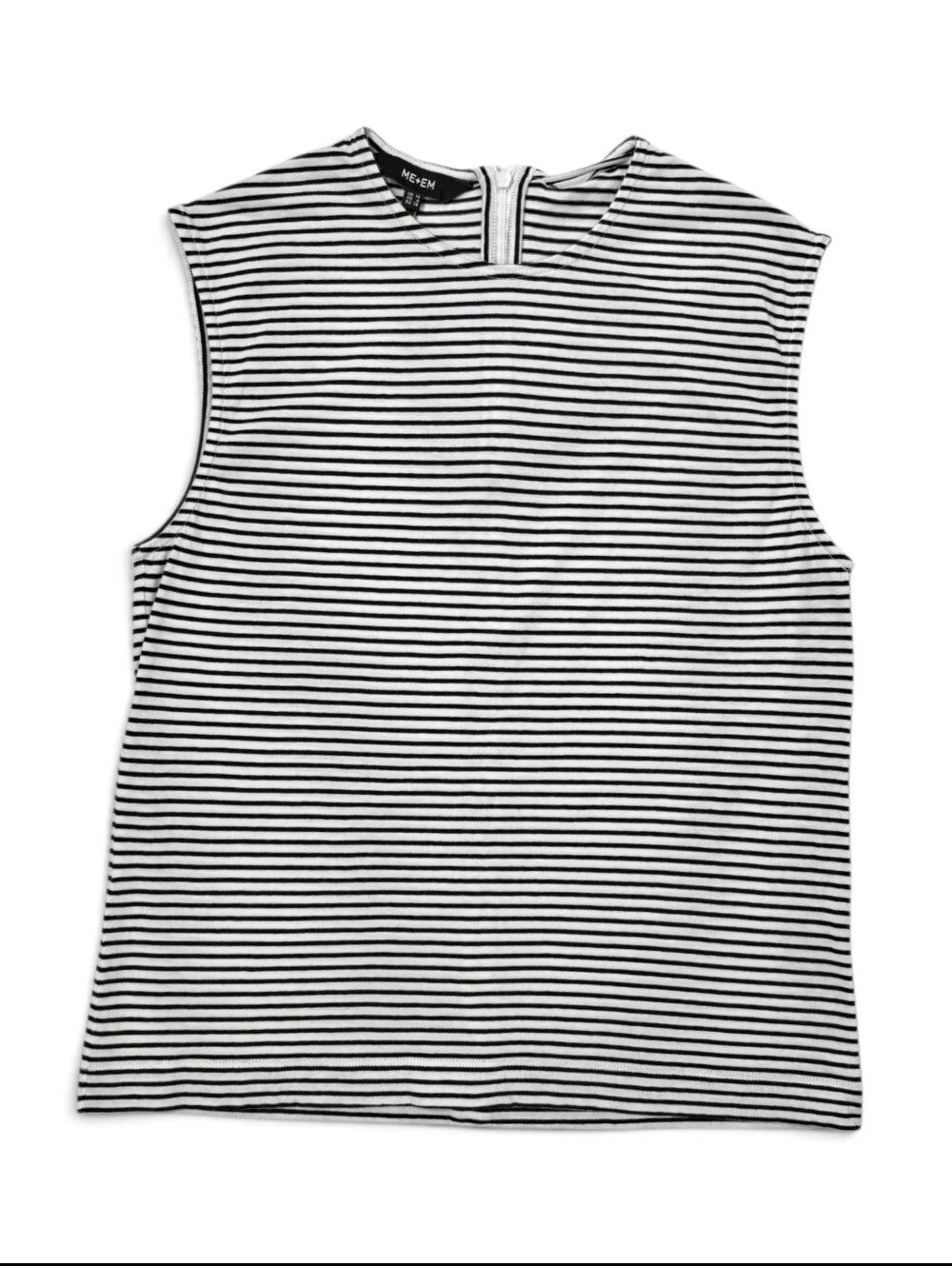 ME+EM Womens Size 6 Organic Cotton Striped Sleeveless Tank Top Black White
